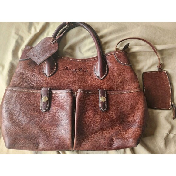 Dooney & Bourke Handbags - Dooney & Bourke Florentine Vacchetta Leather Double Pocket Satchel Brown